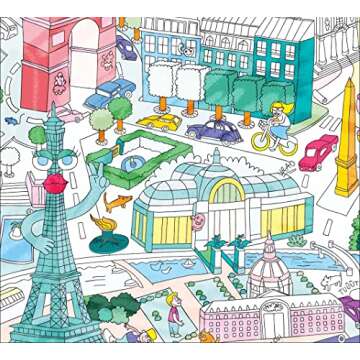 Omy Giant Coloring Poster Map, Paris, 40 x 28 inches, Creative Play Fun for Kids, Adults, and The Whole Family.