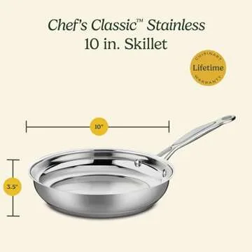 Cuisinart 10-Inch Open Skillet, Chef's Classic Stainless Steel Cookware Collection, 722-24