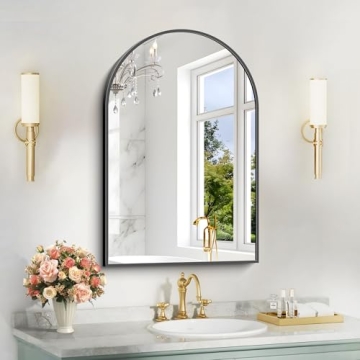 COFENY Arched Mirror 20"x30" Black Metal Frame