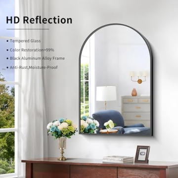 COFENY Arched Mirror 20"x30" Black Metal Frame