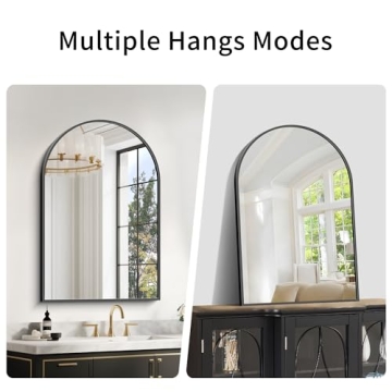 COFENY Arched Mirror 20"x30" Black Metal Frame