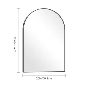 COFENY Arched Mirror 20"x30" Black Metal Frame