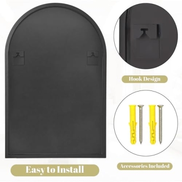 COFENY Arched Mirror 20"x30" Black Metal Frame