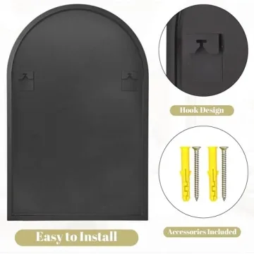 COFENY Arched Mirror 20"x30" Black Metal Frame