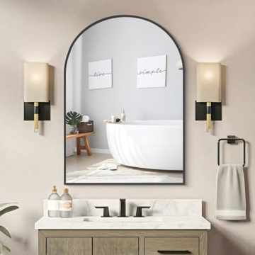 COFENY Arched Mirror 20"x30" Black Metal Frame