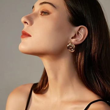 AOLIMI Gold Clip-On Earrings Women No-Pierce Elegant Statement