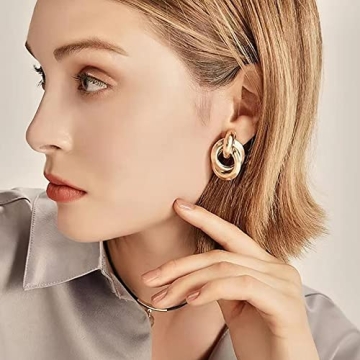 AOLIMI Gold Clip-On Earrings Women No-Pierce Elegant Statement