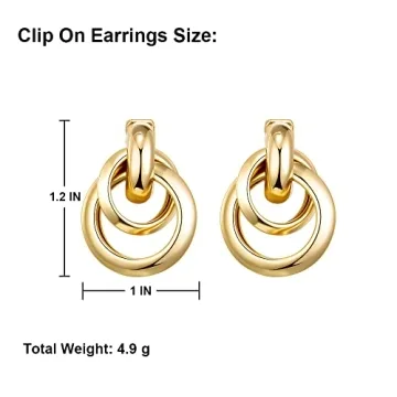 AOLIMI Gold Clip-On Earrings Women No-Pierce Elegant Statement