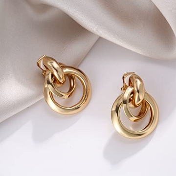 AOLIMI Gold Clip-On Earrings Women No-Pierce Elegant Statement
