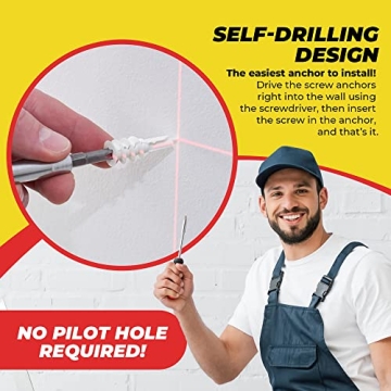 Self-Drilling Drywall Anchors - Hold Up to 75 lbs Easily
