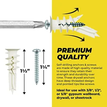 Self-Drilling Drywall Anchors - Hold Up to 75 lbs Easily