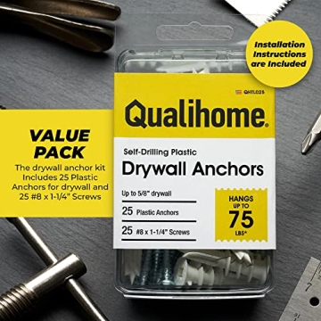 Self-Drilling Drywall Anchors - Hold Up to 75 lbs Easily