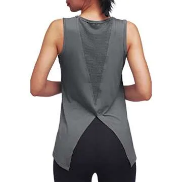 Mippo Womens Workout Tops Yoga Tank Running Shirts Muslce Tank Sleeveless Workout Shirts Gym Clothes Dark Gray XL