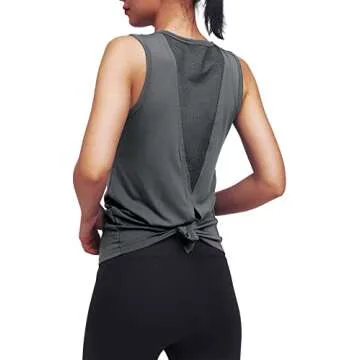 Mippo Womens Workout Tops Yoga Tank Running Shirts Muslce Tank Sleeveless Workout Shirts Gym Clothes Dark Gray XL