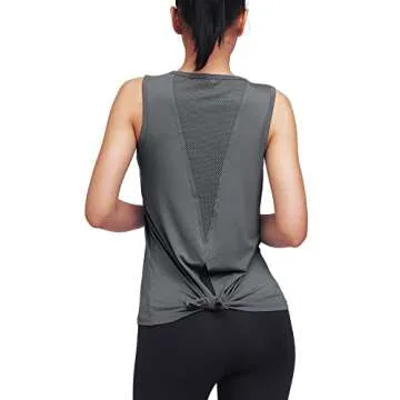 Mippo Womens Workout Tops Yoga Tank Running Shirts Muslce Tank Sleeveless Workout Shirts Gym Clothes Dark Gray XL