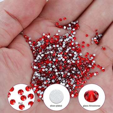 1440Pcs Ruby Red Crystal Rhinestones,Glass Flatback Rhinestones Gemstones Mini for Nail Face Makeup Art Crafts Clothes Decoration -(SS4,1.6mm,Ruby Red)
