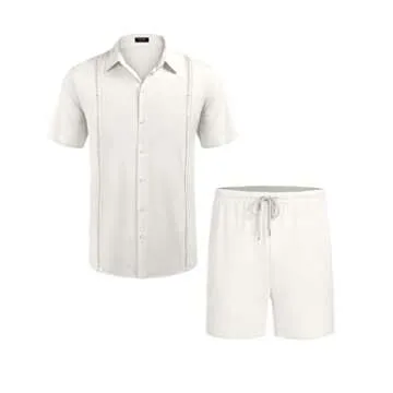 Stylish COOFANDY Men's Linen Set for Summer Weddings