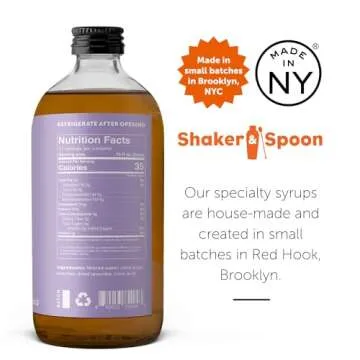Shaker & Spoon Peach Lavender Cocktail Syrup, 16oz Floral & Fruity Flavored Syrups for Drinks, Vegan...