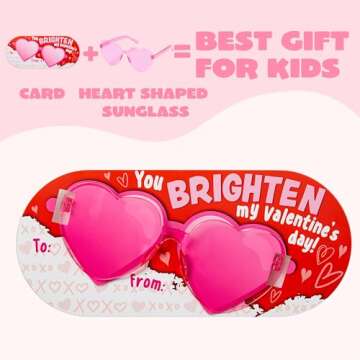 JOYIN 28 Packs Valentine's Day Heart Shaped Sunglasses with Cards, Classroom Exchange Gift for Kids, Classroom Holiday Prizes, Stylish Eyewear in Vibrant Colors, Heart Shaped Glasses Party Favors