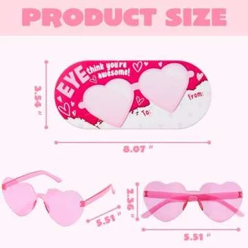 JOYIN 28 Packs Valentine's Day Heart Shaped Sunglasses with Cards, Classroom Exchange Gift for Kids, Classroom Holiday Prizes, Stylish Eyewear in Vibrant Colors, Heart Shaped Glasses Party Favors