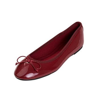 FEVERSOLE Women's Macaroon Colorful Memory Foam Cushion Ballet Flat - Burgundy - Size 7.5 M US