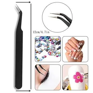 Kaychan1 Rhinestone Applicator Tool - Acrylic Handle Dual-Ended Wax Pen DIY Nail Art Tool with 4 Extra Wax Tips 1 Tweezer (White)
