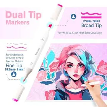 Bright Alcohol Markers Set - 80 Colors Dual Tip Sketch Markers