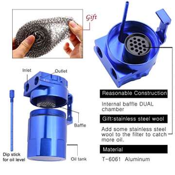SPEEDWOW Oil Catch Can Tank Filter Baffled Universal Blue