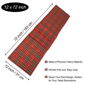 Tartan Plaid Table Runner for Home Kitchen Dinner Party Holiday Christmas Table Decorations - Scotti...