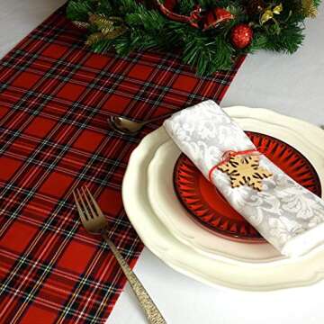 Tartan Plaid Table Runner for Home Kitchen Dinner Party Holiday Christmas Table Decorations - Scottish Christmas Table Runners 72 Inch
