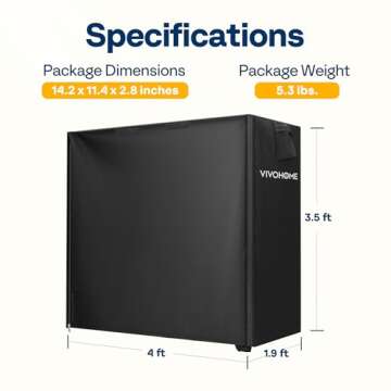 VIVOHOME 4ft Waterproof Log Rack Cover, Heavy Duty 600D Oxford Outdoor Firewood Storage Cover with Zipper and Hook Loop Tape (Log Rack not Included)