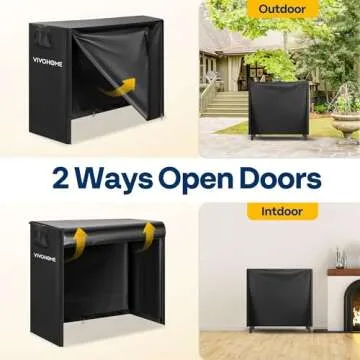 VIVOHOME 4ft Waterproof Log Rack Cover, Heavy Duty 600D Oxford Outdoor Firewood Storage Cover with Zipper and Hook Loop Tape (Log Rack not Included)