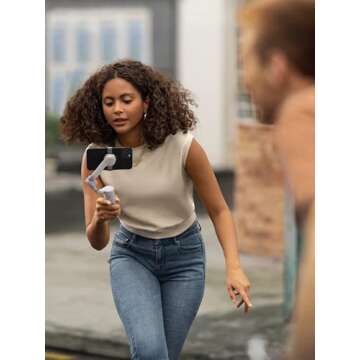 DJI OM 5 Smartphone Gimbal Stabilizer, 3-Axis Phone Gimbal, Built-In Extension Rod, Portable and Foldable, Android and iPhone Gimbal with ShotGuides, Vlogging Stabilizer, YouTube Video, Sunset White