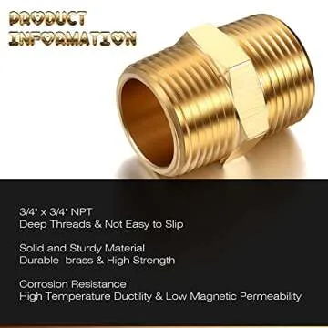 High-Quality 2 Pieces Brass Pipe Fitting 3/4 Inch NPT
