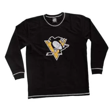 Calhoun Mens Officially Licensed NHL French Terry Long Sleeve Rashguard (Large, Pittsburgh Penguins)