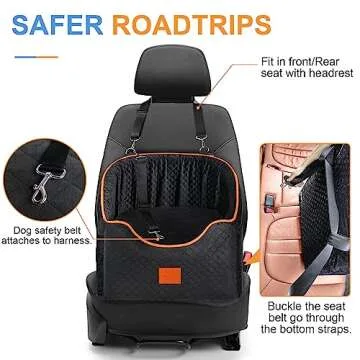 XIEEAOZEE Dog Car Seat for Small Medium Dogs, Memory Foam Booster Dog Seat for Dogs up to 35 lbs, Elevated Pet Car Seat, Travel Safety Car Seat with Washable Removable Cover, Storage Pockets (Black)