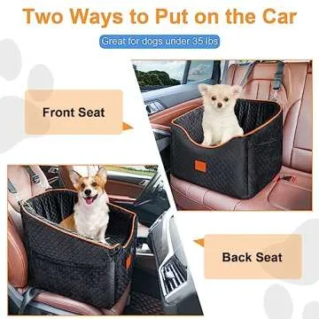 XIEEAOZEE Dog Car Seat for Small Medium Dogs, Memory Foam Booster Dog Seat for Dogs up to 35 lbs, Elevated Pet Car Seat, Travel Safety Car Seat with Washable Removable Cover, Storage Pockets (Black)