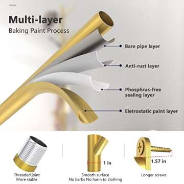 Omsaca Wall Mounted Coat Rack, Hat Tree For Wall, Modern Metal Wall Clothes Rack, Purse Rack With 8 ...