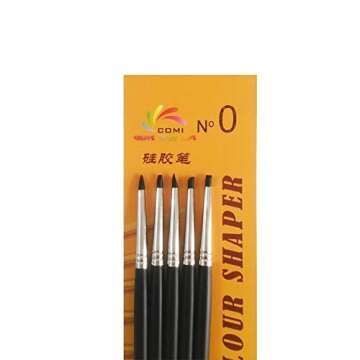 COMIART 5pcs Flexible Clay Sculpture Tools Silicon Color Shaper Brushes Size 0