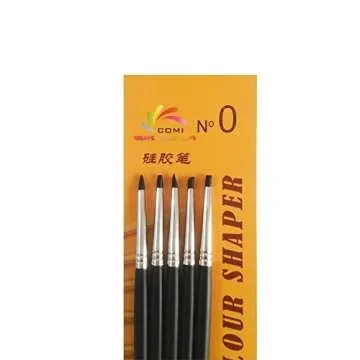 COMIART 5pcs Flexible Clay Sculpture Tools Silicon Color Shaper Brushes Size 0