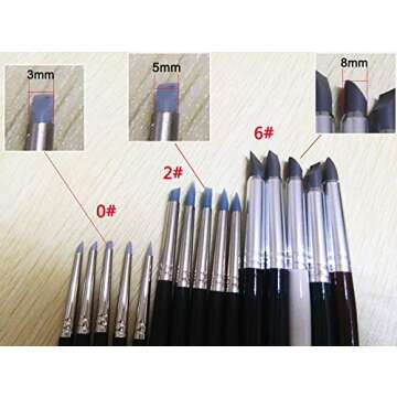 COMIART 5pcs Flexible Clay Sculpture Tools Silicon Color Shaper Brushes Size 0