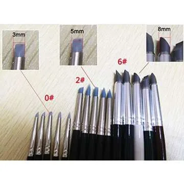 COMIART 5pcs Flexible Clay Sculpture Tools Silicon Color Shaper Brushes Size 0