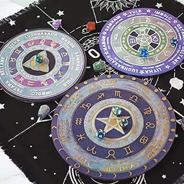 Astrology Zodiac Board Epoxy Resin Silicone Molds for Pendulum Mat, Wheel of The Year Coasters, Constellation Compass, Tarot Card Divination Tools 4-in-Set Large 8-11inch