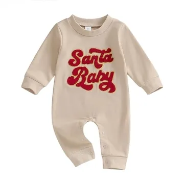 FYBITBO Infant Baby Boy Girl Clothing Santa Long Sleeve Jumpsuit Romper Onesie Cute Newborn Christma...