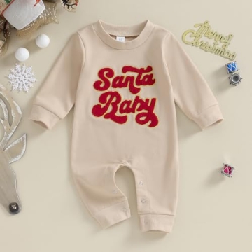 FYBITBO Santa Long Sleeve Infant Jumpsuit Romper