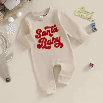 FYBITBO Santa Long Sleeve Infant Jumpsuit Romper