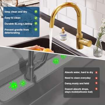 Stone Faucet Mat for Kitchen Sink,Instant Drying Stone Kitchen,Stone Sink Mat,Instant Dry Sink Mat,Diatomite Stone Sink Tray,Faucet Splash Guard for Bathroom Counter (star grey, 15.7*3.9)