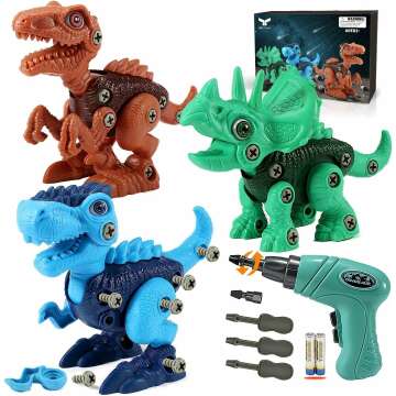 FREE TO FLY Kids STEM Dinosaur Building Set with Electric Drill Toy - Fun & Educational!