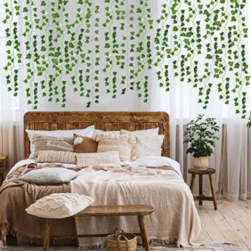 CEWOR 24 Pack 158ft Fake Vines with Leaves for Bedroom Artificial Ivy Garland Fake Ivy Leaves Artificial Greenery Garlands Hanging Vines for Room Decor Wedding Wall Indoor Outdoor Decoration