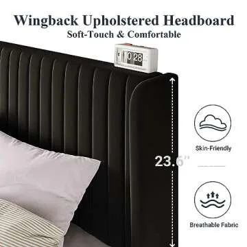 Luxurious Allewie Velvet Queen Bed Frame for Elegant Sleep